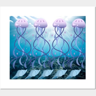 Underwater sea ​​shell Jellyfish Wonderful coincidence lovers Posters and Art